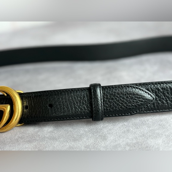 Gucci Interlocking G Double Gg Textured Black Leather Belt 474345 100/40 - Picture 10 of 12